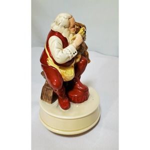Santa working Christmas statue 6" with music box -We wish you a merry Christmas